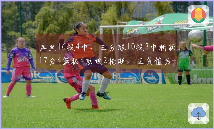 库里16投4中，三分球10投3中斩获17分4篮板4助攻2抢断，正负值为-13
